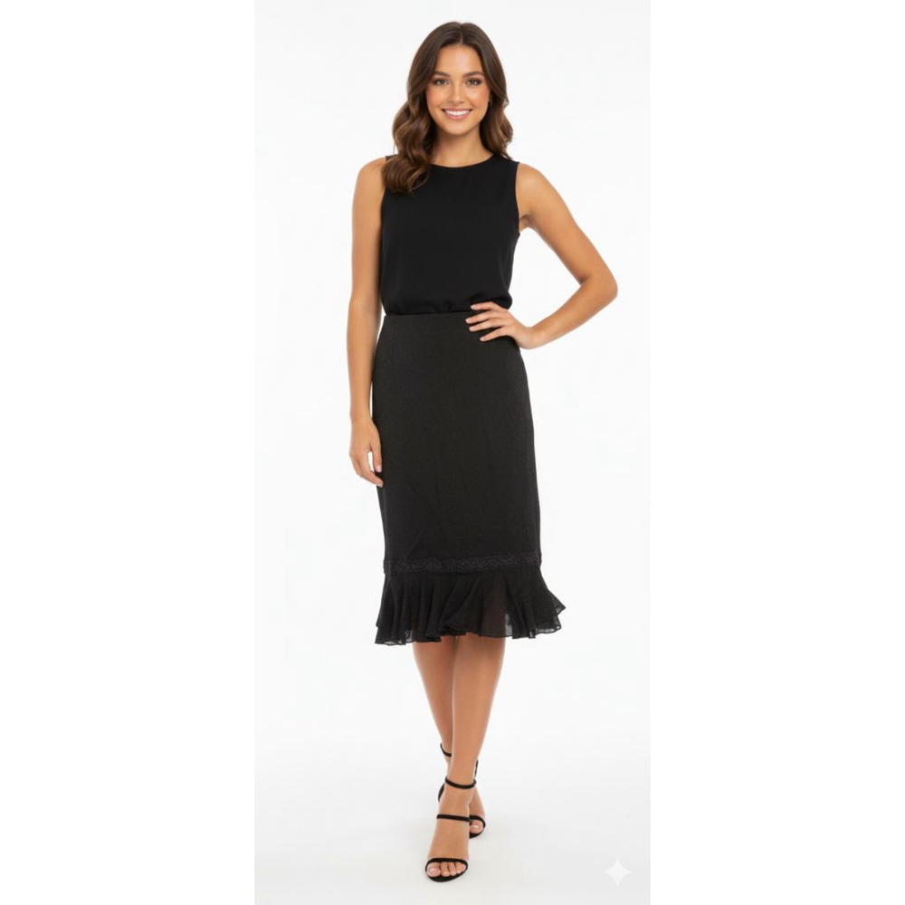 Espresso Black Ruffle Skirt Medium